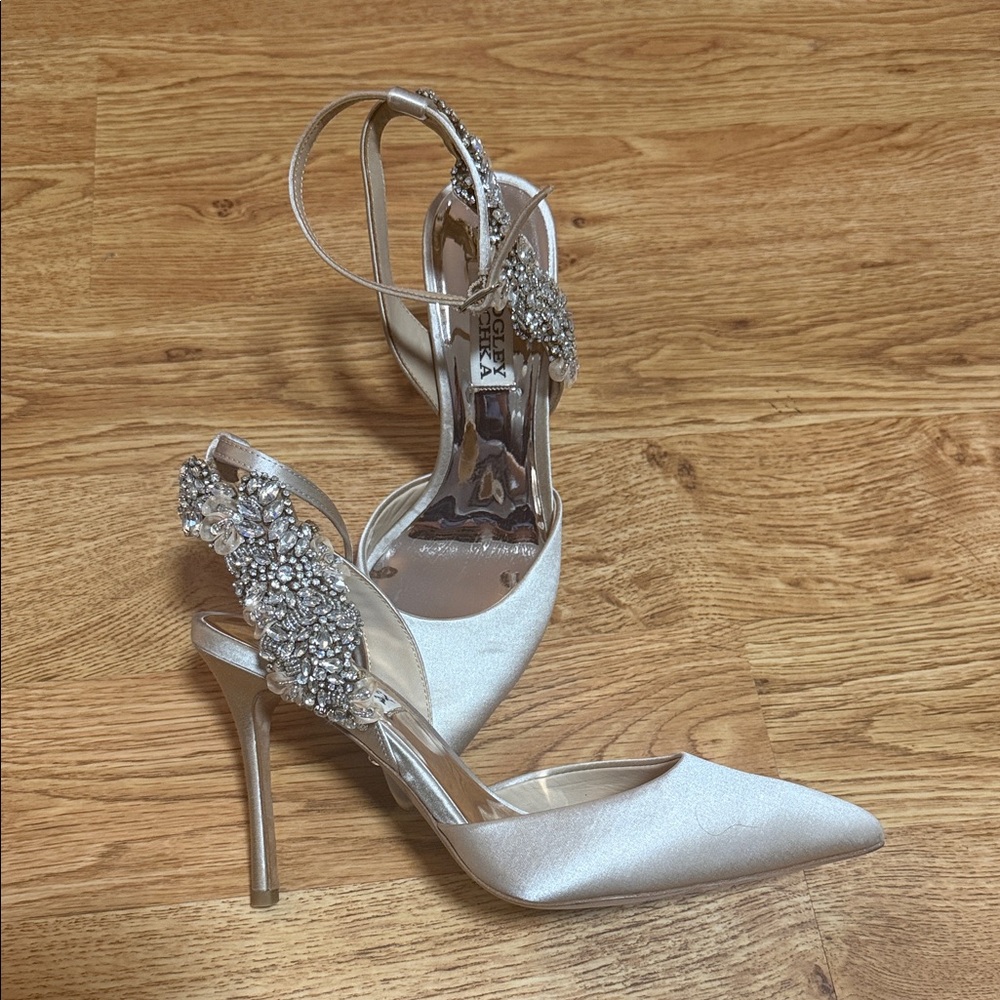 Badgley Mischka Metallic Embellished Heels